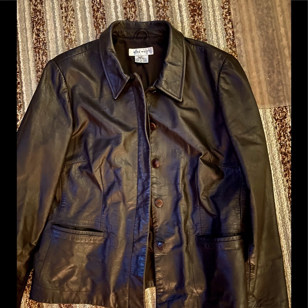 Nine West brown leather blazer style jacket